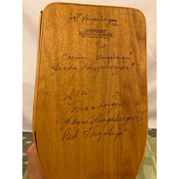 Longaberger Row Your Boat Basket+Plastic Protector SIGNED by 6 FAMILY members - Picture 8 of 14